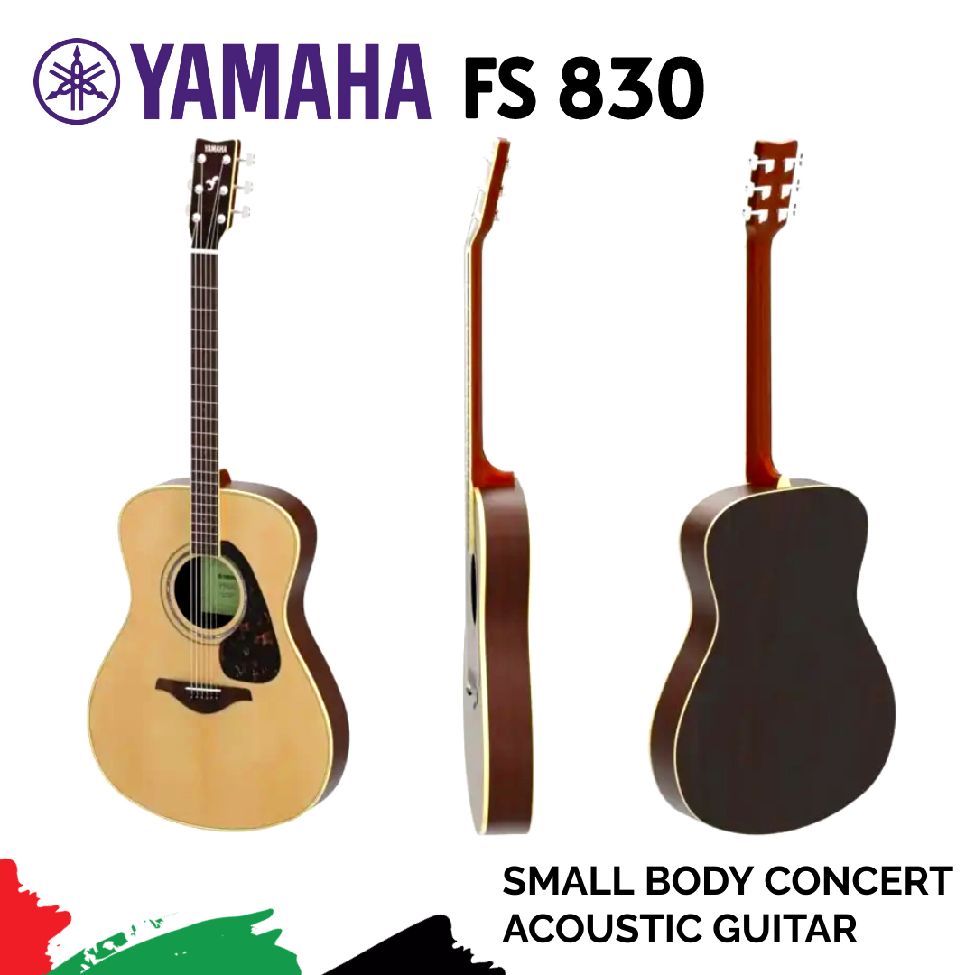 Yamaha FS830 Small Body Concert Solid Top Acoustic Guitar, Natural